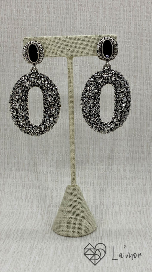 Aretes óvalo cristales gris oxford