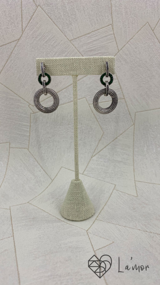 Aretes de círculos gris y verde