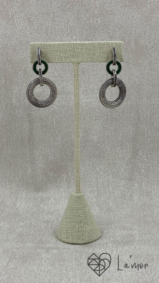 Aretes de círculos gris y verde