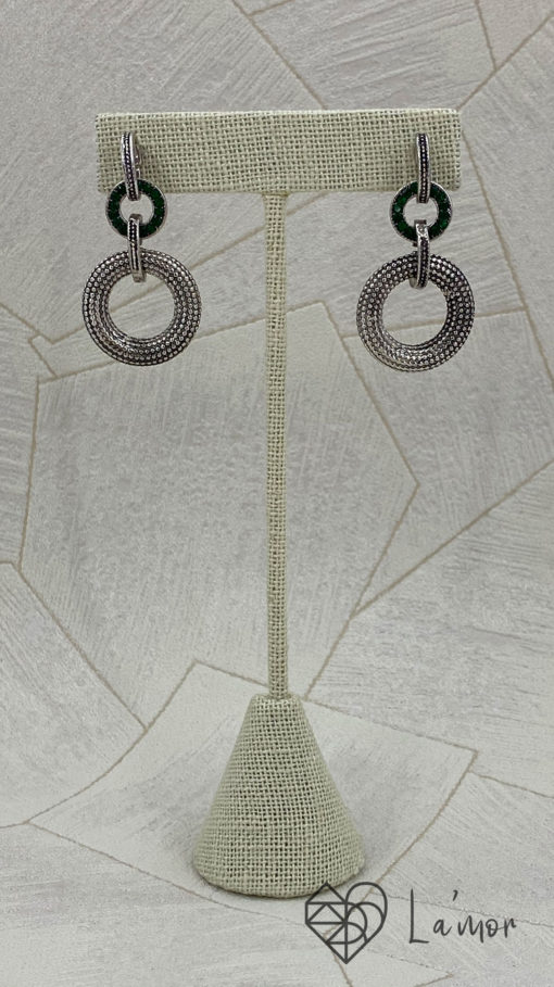 Aretes de círculos gris y verde